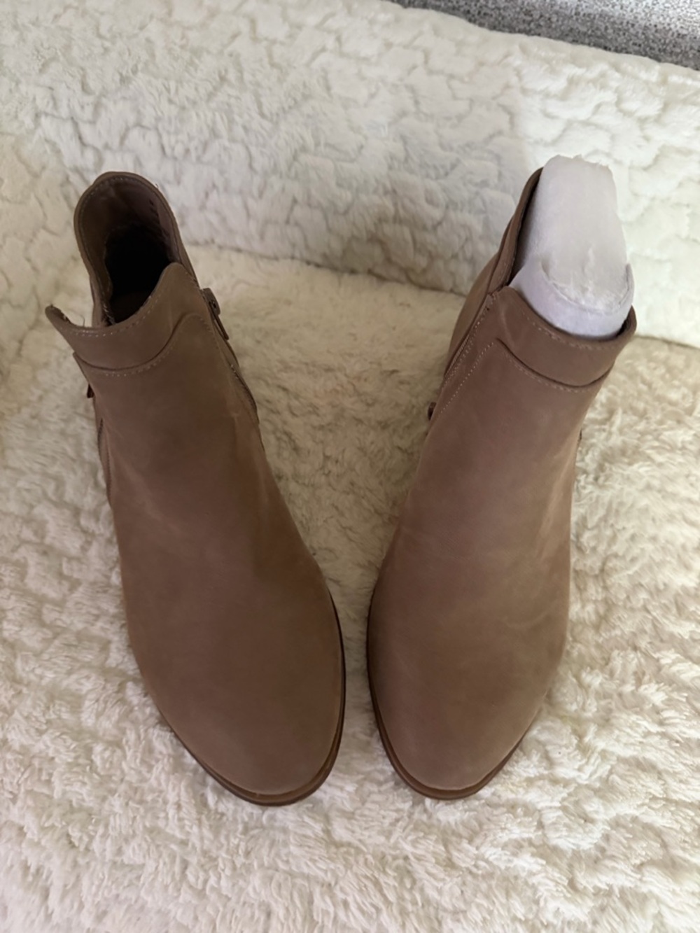 MIA Taupe Brown Suede Ankle Booties with Side Zip